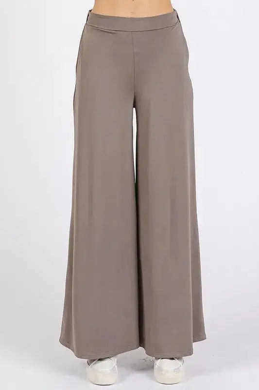 Mittoshop Yoga Air Stretch Elastic Waist Wide Leg Pants - Love Salve